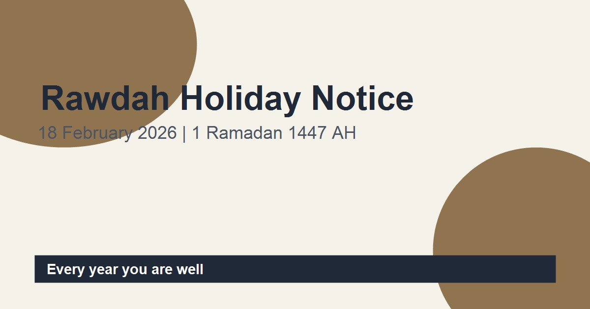 Notice: Rawdah Al-Sharif Holiday on February 18, 2026 (1 Ramadan 1447 AH)